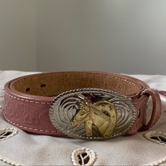 Equestrian Leather Tooled Belt - Picture 1 of 12